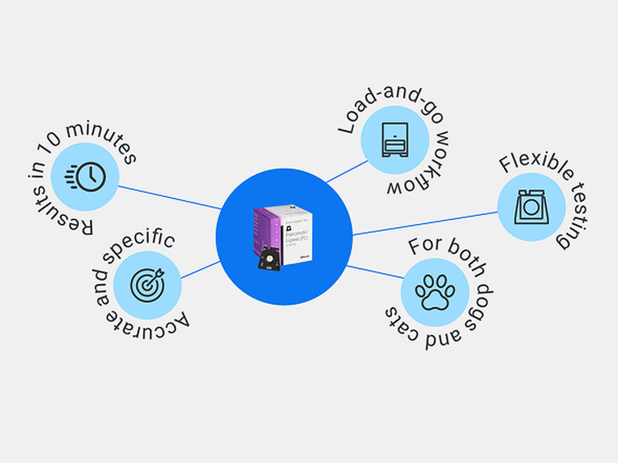 The Catalyst Pancreatic Lipase test for both dogs and cats  is accurate and specific. Get test results in 10 minutes with the Catalyst load-and-go workflow and flexible testing.
